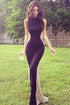 Swerve Halter Two-tone Evening Dress